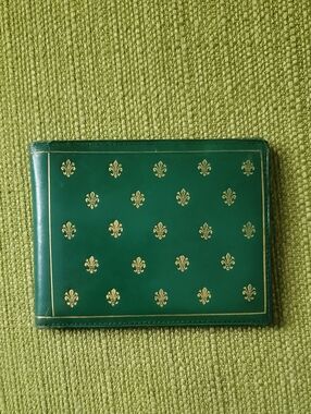 Green Leather Bifold Wallet with Gold Goat Accent